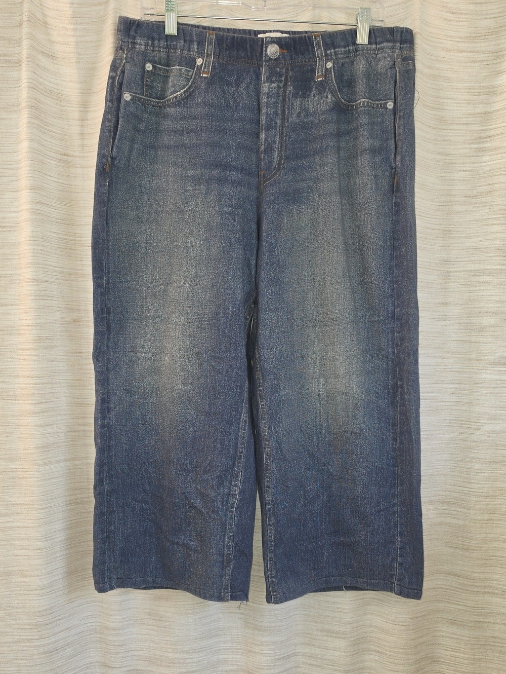 Rag & Bone Miramar Cropped Wide Leg Sweatpant Jeans Blue Size XL